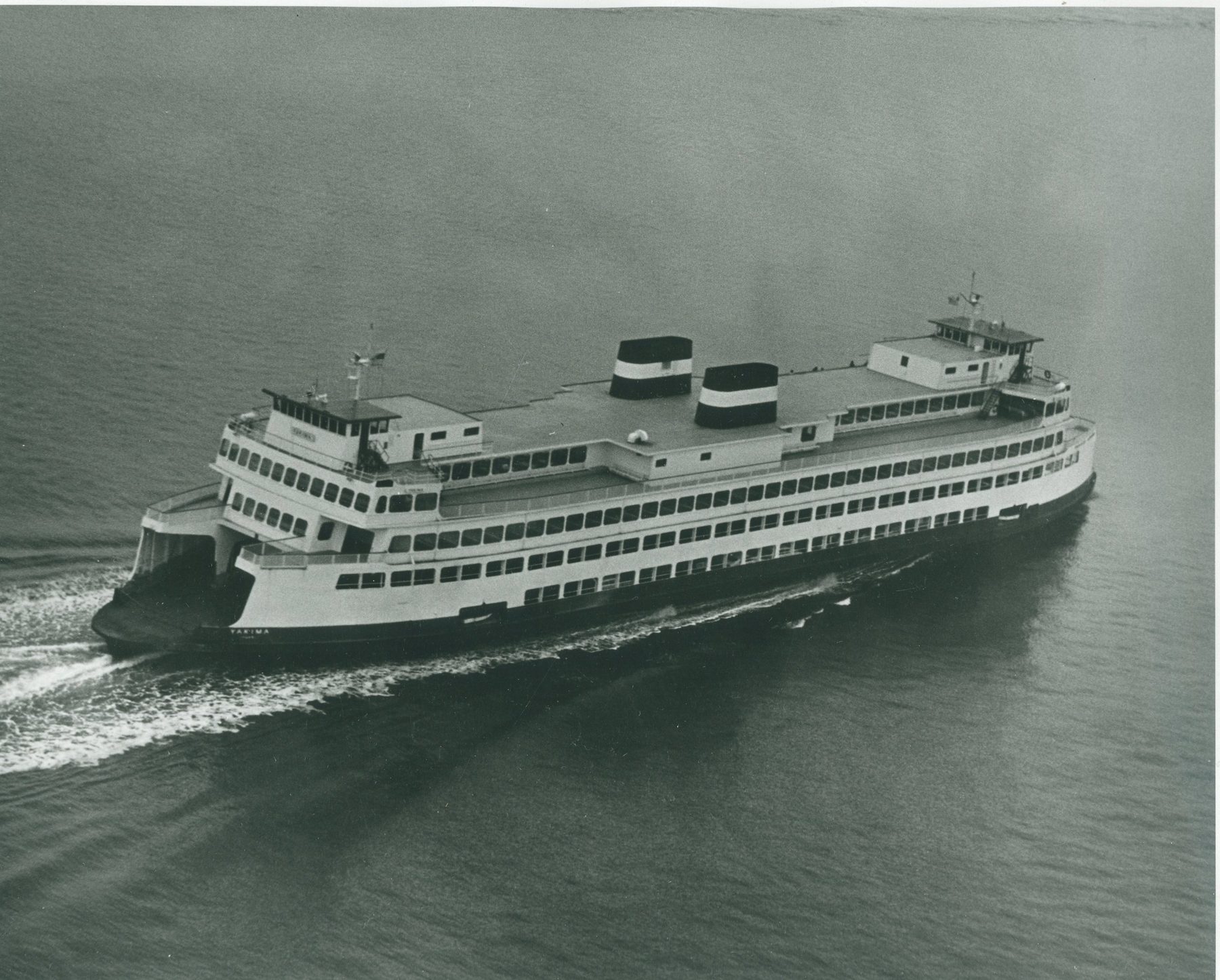 The Washington State ferry Yakima under way, seen from above